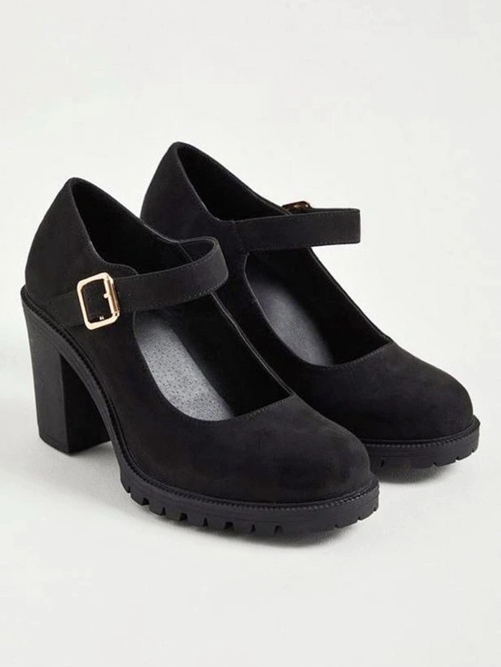 Torrid Black Faux Suede Lug Sole Mary Jane Heel Heels Black US 6 WW NWT